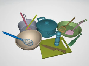 A Set of Cooking Utensils 3D Model