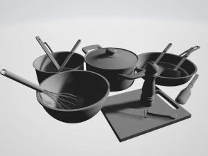 A Set of Cooking Utensils 3D Model