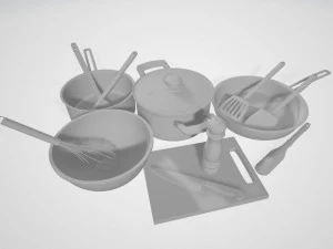A Set of Cooking Utensils 3D Model