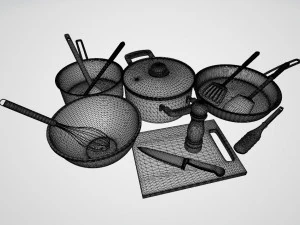 A Set of Cooking Utensils 3D Model