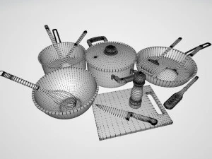 A Set of Cooking Utensils 3D Model