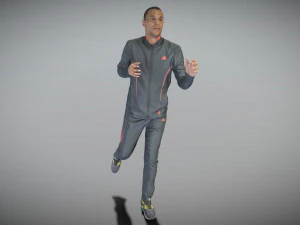 穿着运动服跑步的非洲男子 3D 模型