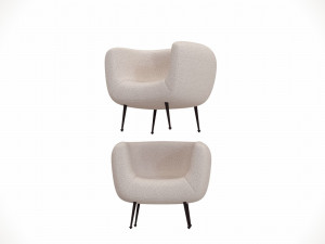 Fauteuil Agathe wit Macabane teddystof 3D Model