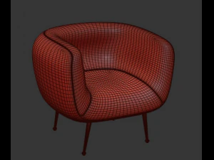 Fauteuil Agathe wit Macabane teddystof 3D Model