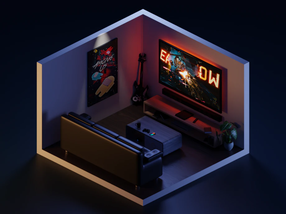 Low Poly Isometric Room 3D Model .c4d .max .obj .3ds .fbx .stl .blend 