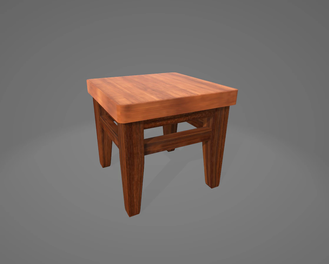 Wooden stool 3D Model .c4d .max .obj .3ds .fbx .stl .blend