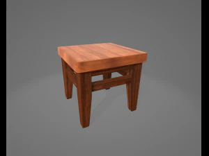Wooden stool 3D Model