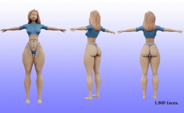 Low poly girl model Low-poly 3D मॉडल .c4d .max .obj .3ds .fbx .stl .blend 