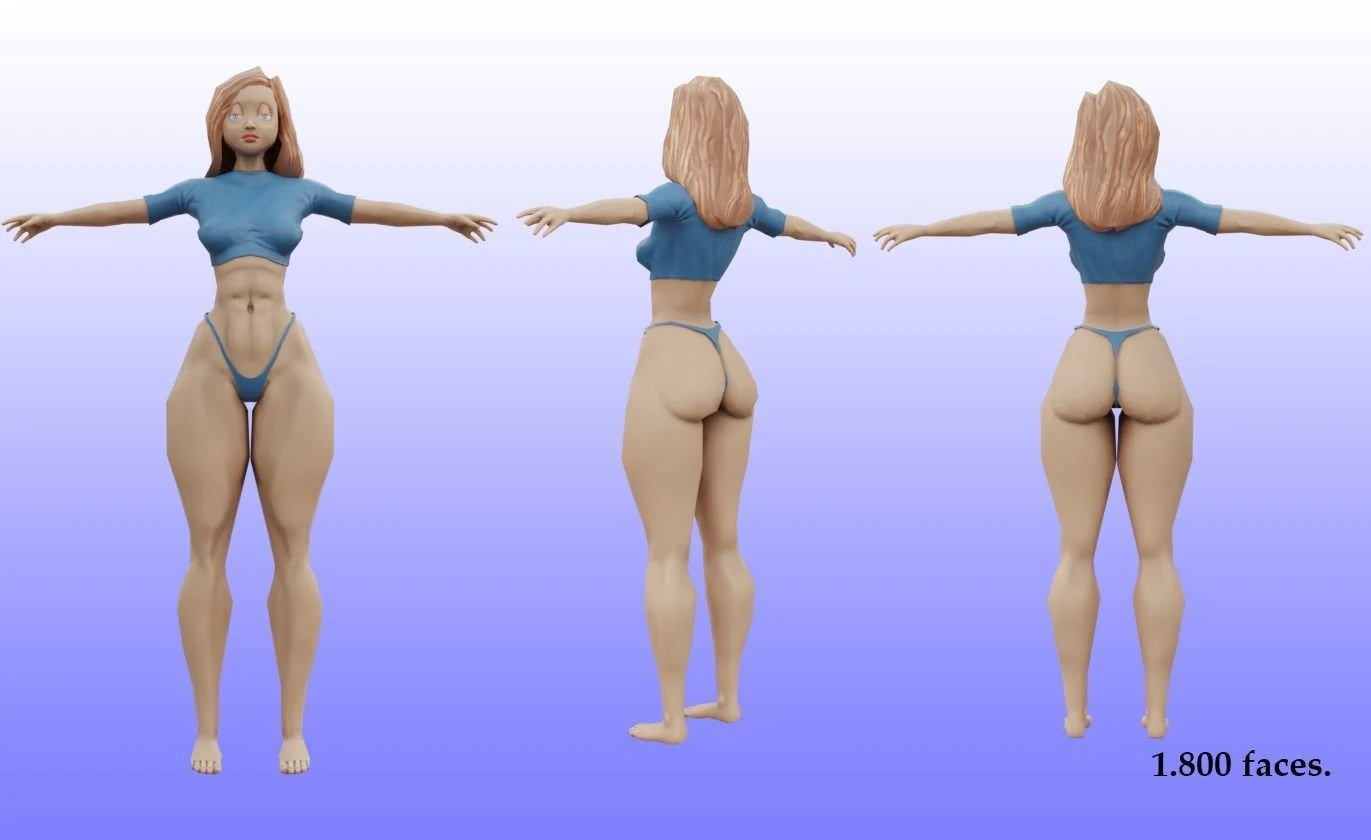 Low poly girl model Low-poly 3D Model .c4d .max .obj .3ds .fbx .stl .blend