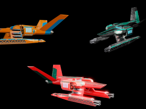 Nave spaceship warrior atack 3 alternatives textures diferents 3D Model