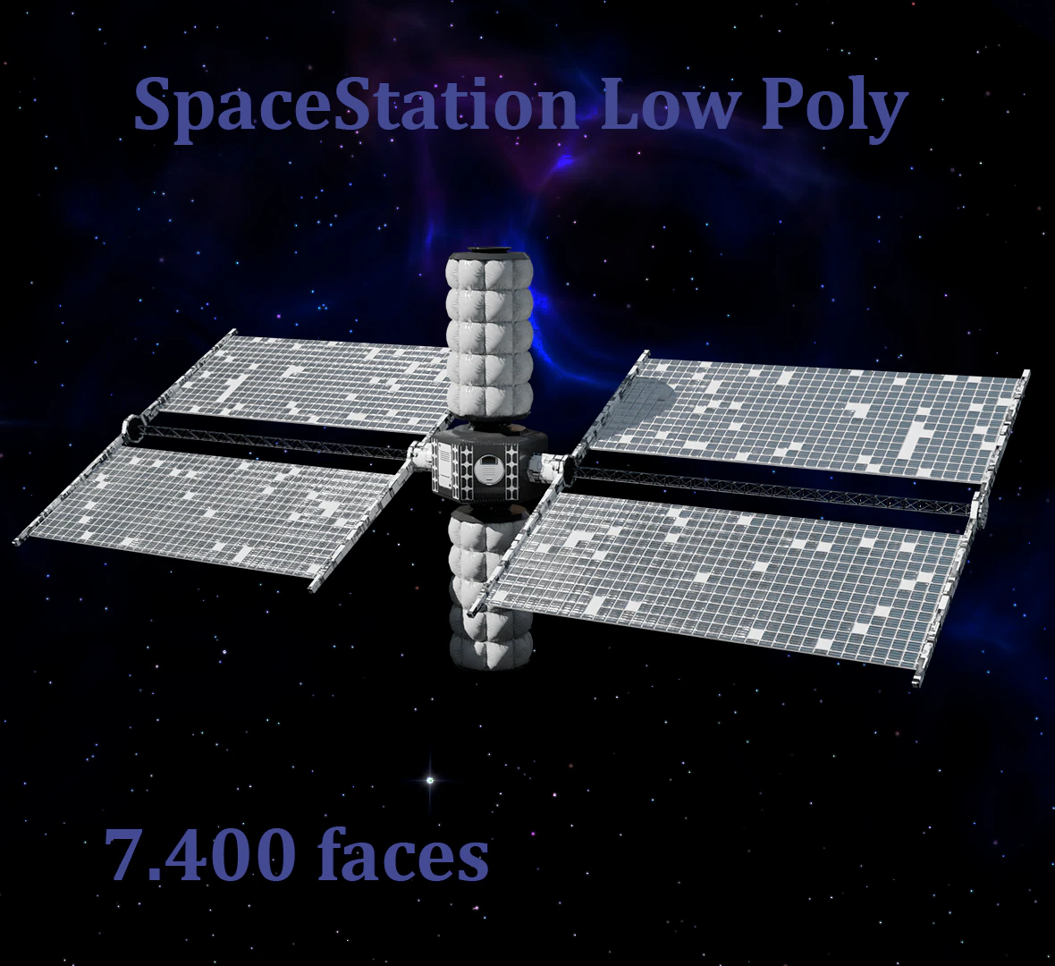 Space Station low poly 3D Model .c4d .max .obj .3ds .fbx .stl .blend 