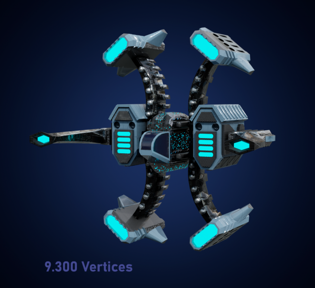 Spaceship lowpoly 3D Model .c4d .max .obj .3ds .fbx .stl .blend 