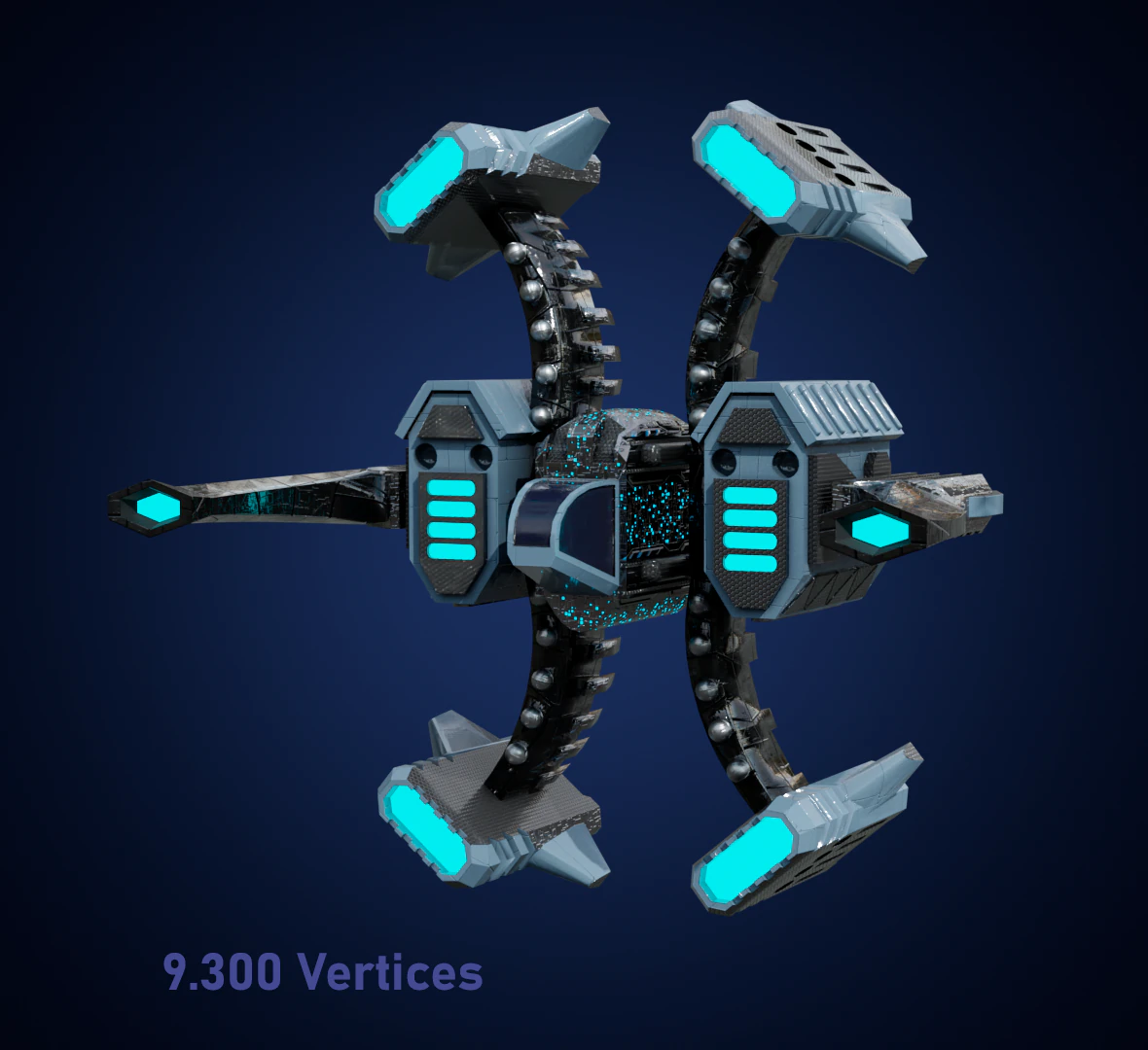 Spaceship lowpoly 3D Model .c4d .max .obj .3ds .fbx .stl .blend 