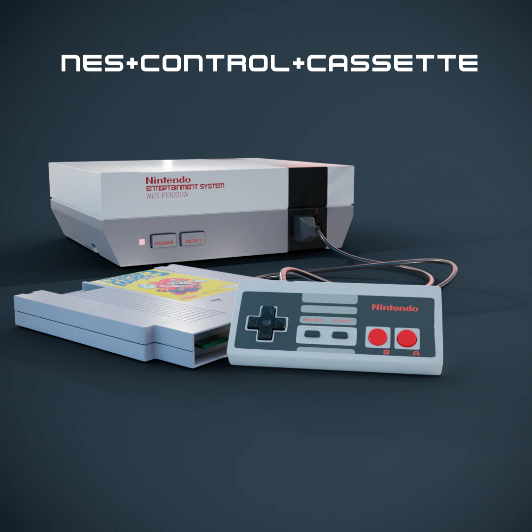 NES Nintendo controller and cassette subdivisions 3D Model .c4d .max .obj .3ds .fbx .stl .blend 