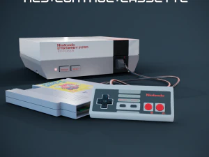 NES Nintendo controller and cassette subdivisions 3D Model
