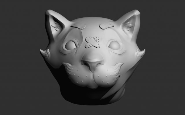 Moustache cat 3D Model .c4d .max .obj .3ds .fbx .stl .blend 