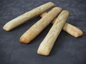 Ciabatta Baguette 3D Model