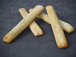Ciabatta Baguette 3D Model