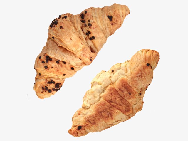 Croissant With Chocolate Chips Modèle 3D .c4d .max .obj .3ds .fbx .stl .blend 