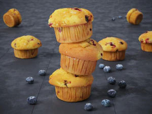 Blueberry Muffins 3D Model