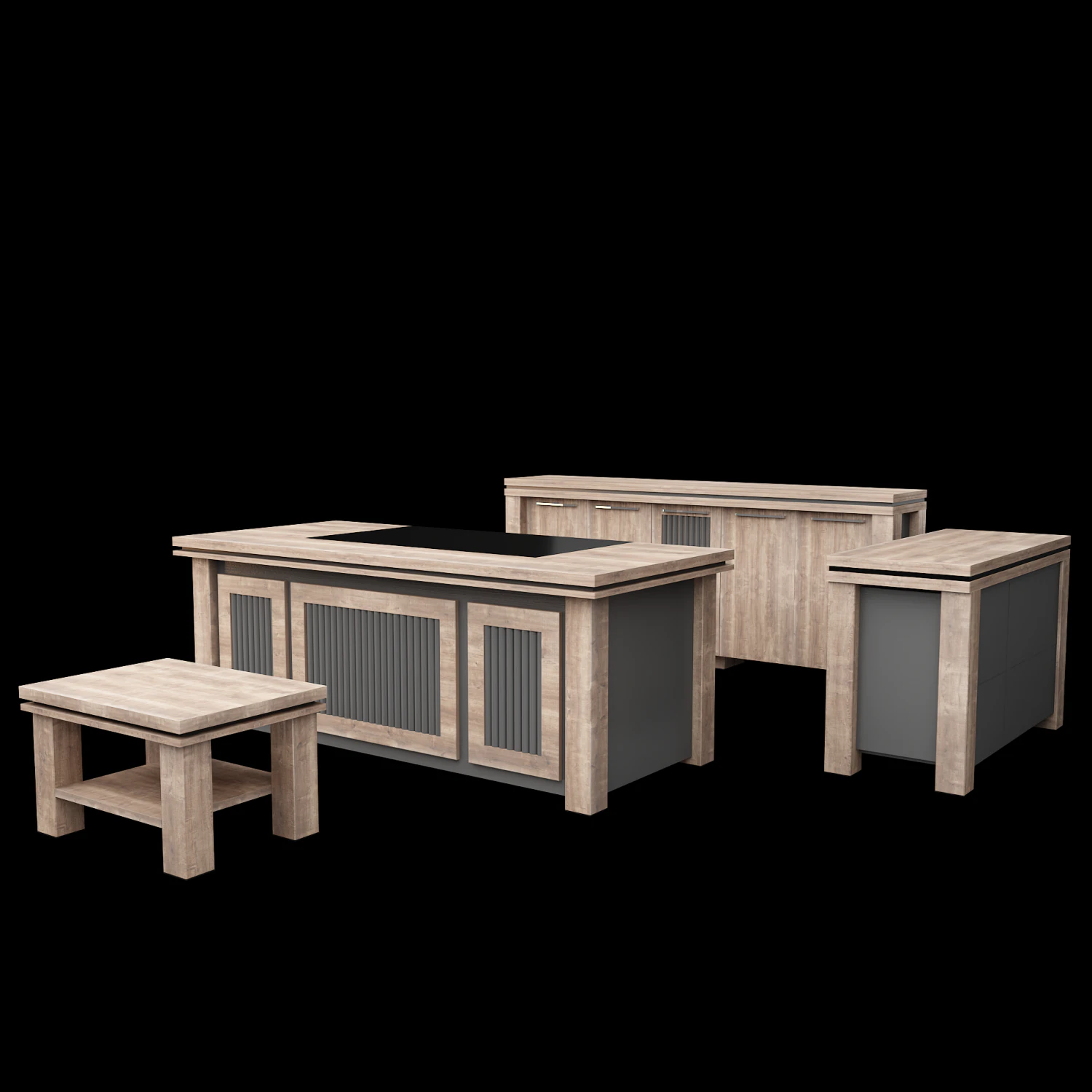Office Executive Desk 1 3D Model .c4d .max .obj .3ds .fbx .stl .blend 