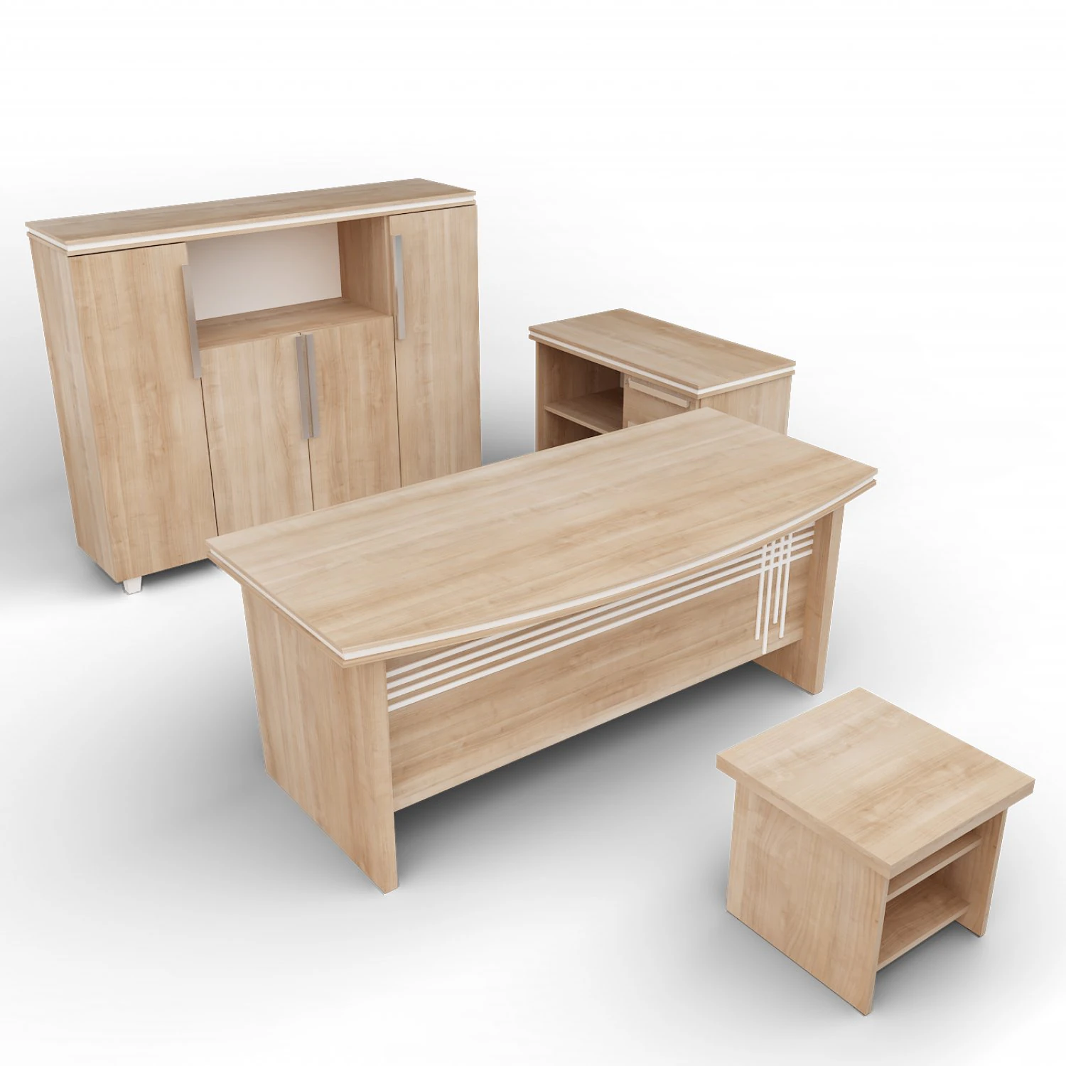 Office Executive Desk 2 3D Model .c4d .max .obj .3ds .fbx .stl .blend 
