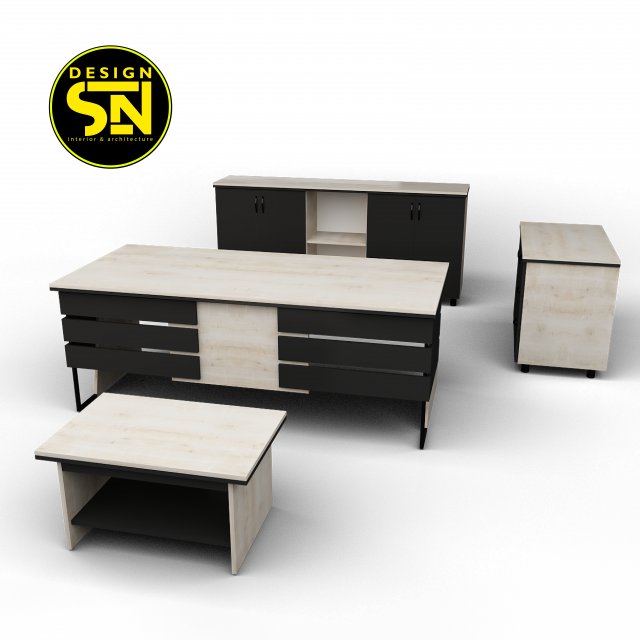 Office Executive Desk 4 3D Model .c4d .max .obj .3ds .fbx .stl .blend 
