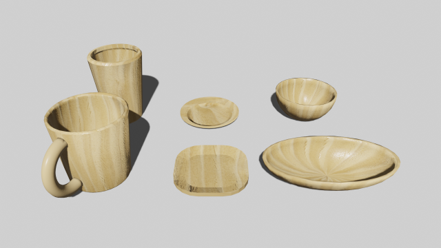 Дерев'яний посуд 3D Модель .c4d .max .obj .3ds .fbx .stl .blend 