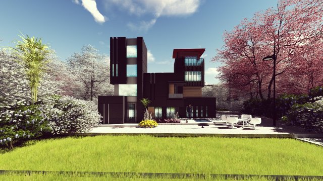 Modern Villa 3D-Modell .c4d .max .obj .3ds .fbx .stl .blend 