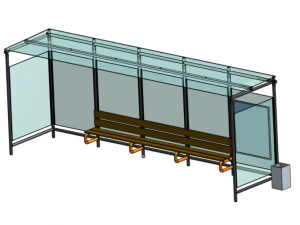 Terminal Bus 3D Terbungkus Kaca Futuristik Model 3D