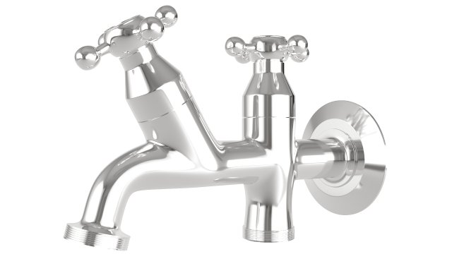 Faucet with two outlets for laundry and balcony 3D 模型 .c4d .max .obj .3ds .fbx .stl .blend