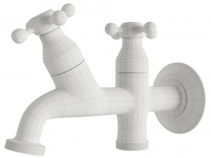 Faucet with two outlets for laundry and balcony 3D 模型
