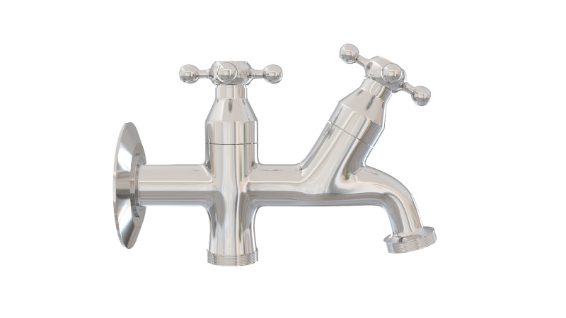 Realistic Double Outdoor Faucet for Garden and Laundry Model 3D .c4d .max .obj .3ds .fbx .stl .blend 