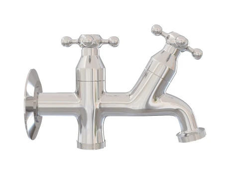 Реалистичный двойной уличный смеситель для сада и прачечной 3D Модель