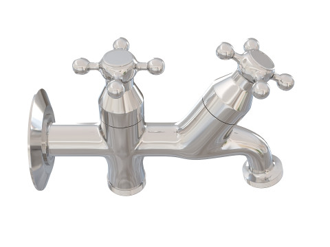 Realistic Double Outdoor Faucet for Garden and Laundry Model 3D