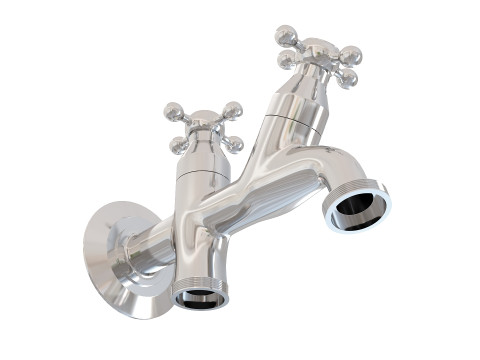 Realistic Double Outdoor Faucet for Garden and Laundry Model 3D