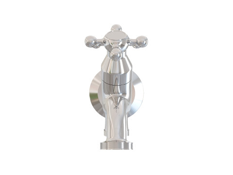 Realistic Double Outdoor Faucet for Garden and Laundry Model 3D