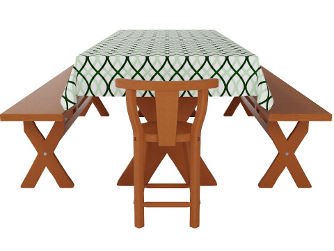 Rustic Dining Table with Benches for Indoor and Outdoor Use Modèle 3D