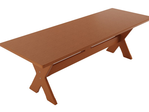 Rustic Dining Table with Benches for Indoor and Outdoor Use Modèle 3D