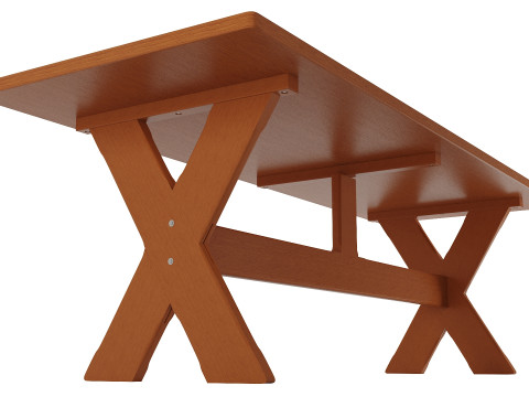 Rustic Dining Table with Benches for Indoor and Outdoor Use Modèle 3D
