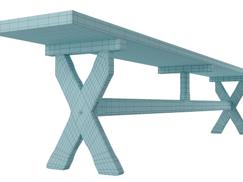 Rustic Dining Table with Benches for Indoor and Outdoor Use Modèle 3D