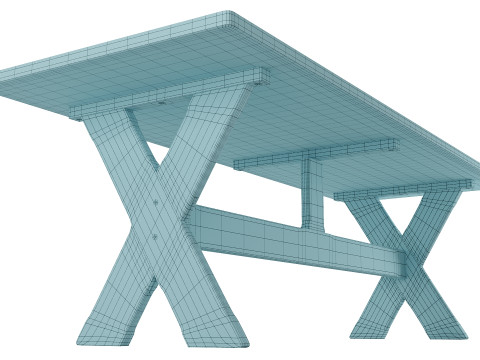 Rustic Dining Table with Benches for Indoor and Outdoor Use Modèle 3D