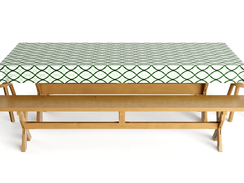 Rustic Wooden Dining Set with Benches and Chairs 3D Model