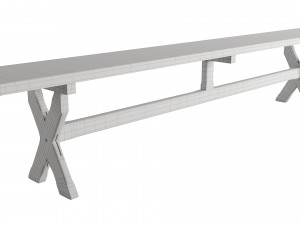 A table with four benches and a tablecloth 3D Model