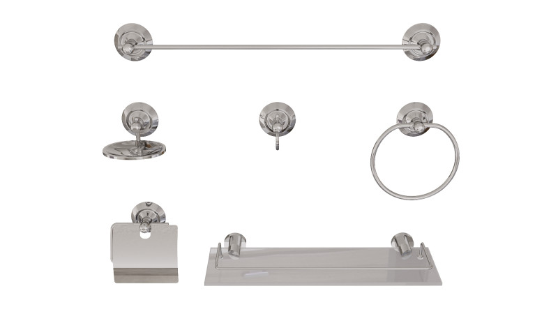 Bathroom Accessories Set with Six Pieces for Interiors Modello 3D .c4d .max .obj .3ds .fbx .stl .blend