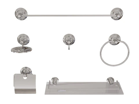 Набор аксессуаров для ванной комнаты из шести предметов для интерьера 3D Модель