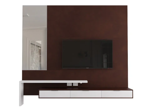 Panneau TV contemporain avec support et miroir pour int&eacute;rieurs Modèle 3D