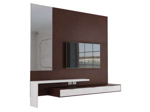 Contemporary TV Panel with Stand and Mirror for Interiors Modelo 3D