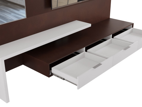 Contemporary TV Panel with Stand and Mirror for Interiors Modelo 3D