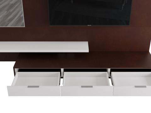 Contemporary TV Panel with Stand and Mirror for Interiors Modelo 3D